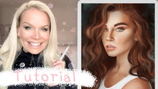 TUTORIAL  How to draw female portrait in Procreate [upl. by Mezoff]