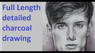 Full Length Charcoal Portrait Drawing  easy realistic Portrait  How to draw with Charcoal [upl. by Eseilanna]