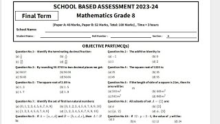 Grade 8 Mathematics paper SBA School based assessment Final term 2024 with answer key [upl. by Glass]