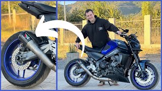 AUSTIN RACING A MI YAMAHA MT09  FULL SYSTEM EXHAUST GregBiker [upl. by Ansaev]