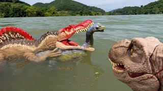 T REX VS SPINOSAURUS 🦖 THE LAKESIDE BATTLE trex spinosaurus [upl. by Bow3]