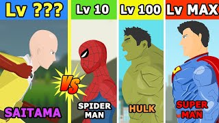 Saitama vs ALL Superheroes Level Challenge Rampage  Hero Animation [upl. by Annekcm621]