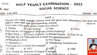 10th social science half yearly exam original question paper 2023 Tiruvannamalai dt English medium [upl. by Nedlog]