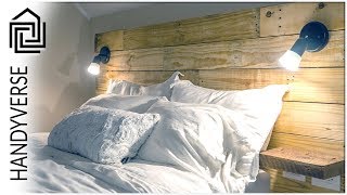 DIY Pallet Headboard with Dimmable Lighting and Floating Shelves [upl. by Bennie]