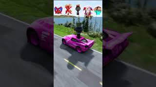 Crazy Cars vs Gigantic Characters Steve amp Huggy Jumps Beast  BeamNGdrive [upl. by Nichani]