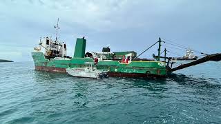 Grounded Cargo Ship Refloated in the Caribbean [upl. by Arocahs]