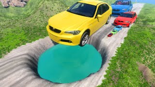 Big amp Small Cars vs Giant Pit X Big amp Small Police Cars X Deep Water 😱 BeamNGdrive  Impala Beamng [upl. by Berwick]