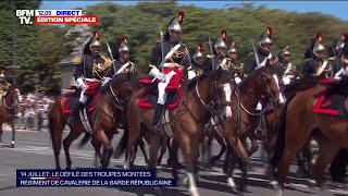 14Juillet La Garde républicaine descend les ChampsÉlysées et clôt le défilé [upl. by Llenwad]