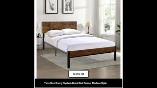 Twin Size Sturdy System Metal Bed Frame Modern Style [upl. by Mapel]