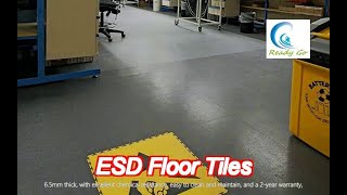 fire rating 65mm esd floor tiles pvc conductive floor tiles light grey color [upl. by Mcquillin]