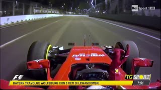 Vettel sings quotLItalianoquot after winning the Singapore Grand Prix [upl. by Saffren]