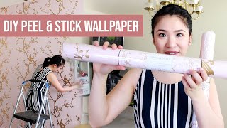 DIY Peel and Stick Wallpaper Accent Wall Installation [upl. by Linson]