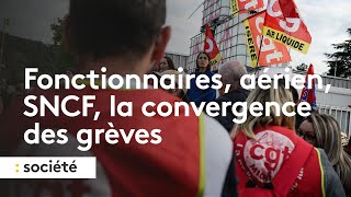 Fonctionnaires aérien SNCF la convergence des grèves [upl. by Atinram]