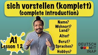 A1 German lesson 12  Introduce yourself in German  Complete introduction  sich vorstellen [upl. by Primalia]