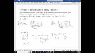 3 Variable Systems of Eqns [upl. by Assiruam170]