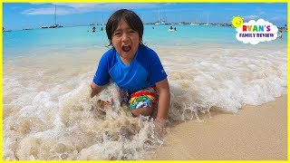 Family Fun Day at the Beach and playing in the sand with Ryans Family Review [upl. by Abraham743]