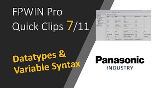 7 FPWIN Pro 7 What are Datatypes amp why can be a Variable Syntax useful [upl. by Ignatzia]