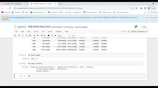 Preterm Birth Data Analysis using the support vector machine PythonProgramming [upl. by Bayly]