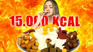 15000 KCAL FAST FOOD MIX CHALLENGEKALORİ REKORUNU KIRDIMTavuk KanatKızartmaSoğan Halkası vs [upl. by Schalles871]