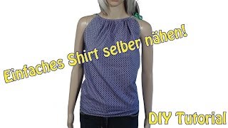 EINFACHES SHIRTS SELBER NÄHEN  DIY Tutorial  Nähen für Anfänger [upl. by Frisse]