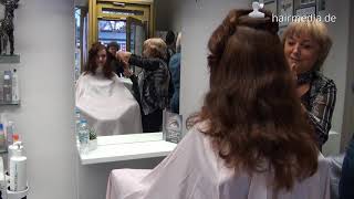 847 JuliaR 1drycut electric chair haircut in large cape full video [upl. by Lucienne106]