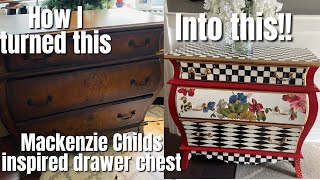 Inspirational video Tutorial Mackenzie childs Inspired Drawer Chest Courtly Check DIY  Home Decor [upl. by Schreck]