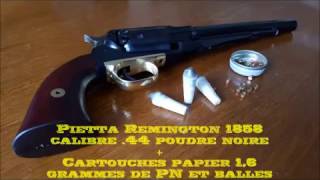 Revolver poudre noire Remington Pietta 1858 calibre 44  Balles Real Lee 45200 [upl. by Kellia]