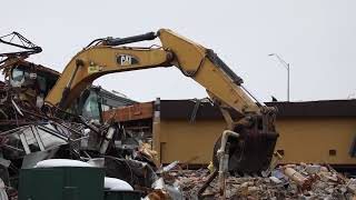 Demolition of Charleys Crab in Grand Rapids begins [upl. by Elocan]