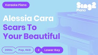 Alessia Cara  Scars To Your Beautiful Lower Key Piano Karaoke [upl. by Lelith149]