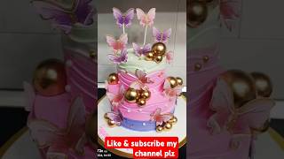 2 step  butterfly cake  2 step butterfly theme cake design shorts video [upl. by Adraynek163]