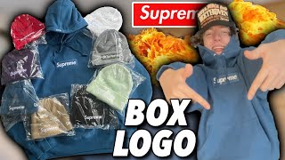 Unboxing My Supreme Box Logo Hoodie Sizing Beanies etc [upl. by Leggat591]