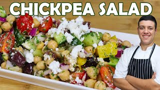 Healthy Mediterranean Chickpea Salad  Recipe by Lounging with Lenny [upl. by Tung]