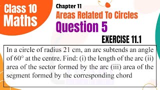 NCERT Solutions for Class 10 Maths Chapter 11 Exercise 111 Question 5 Area Related to Circles [upl. by Shirline419]