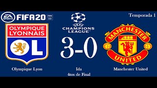 55 Olympique Lyon vs Manchester United  UEFA Champions League 4tosIda  FIFA 20 [upl. by Pain]