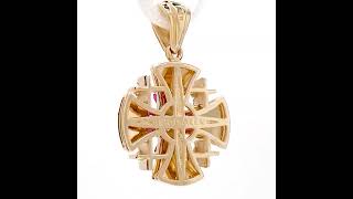 Luxurious 14K Gold Jerusalem Cross Necklace with Ruby Corundum Diamonds and White Enamel [upl. by Latton]