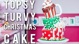 How To Make A TOPSY TURVY CHRISTMAS CAKE Festive Funfetti With CHOCOLATE Buttercream amp Ganache [upl. by Huggins546]