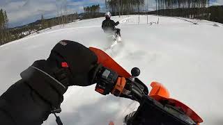 Powder Snow Snowbiking with Timbersled KTM and Husqvarna [upl. by Arihppas721]