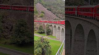 SPIRAL VIADUCT BRUSIO  BERNINA LINE 🇨🇭🇨🇭🇨🇭 berninaexpress swisslandscapes trainslandscape [upl. by Aneryc]