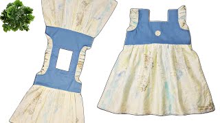 Square Neck Baby Frock Cutting And Stitching  How To Stitch A Square Yoke Frock  Fari Designing [upl. by Ybab361]