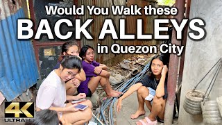 Would You Walk Here Quezon City Back Alleys in the Philippines 4K [upl. by Ahsiuqel658]