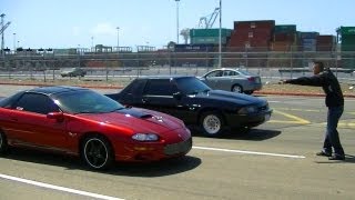 Nitrous Camaro vs Supercharged Foxbody [upl. by Frech]