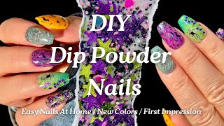 Dip Powder Nails  DIY Nails At Home  EASY Nail Art  First Impressions  Nail Tutorial  New [upl. by Airlie]