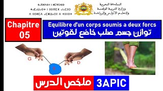 équilibre dun corps soumis a deux forces 3APIC الثالثة اعدادي [upl. by Nivaj209]