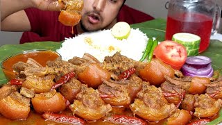 MUKBANG EATING AND RECIPE  VERY SPICY CHILLI PORK RIBS amp PORK BELLY CURRY WITH RICE AND SALAD HG [upl. by Ahsenid]