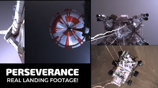 Real Footage of The Perseverance Rover Landing on Mars [upl. by Euqinemod]