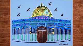 Masjid Al Aqsa Drawing  How to Draw Masjid Al Aqsa  Dome of Rock Pencil Drawing Jerusalem drawing [upl. by Eednar]