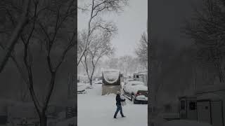 Winter camping Big snowstorm today in the RV park 2222023  Salt Lake City Utah [upl. by Audrit864]