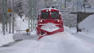 Schneepflug Einsatz auf der Dreiseenbahn mit Baureihe 218 und Schneeschleuder in Aha [upl. by Naehs743]