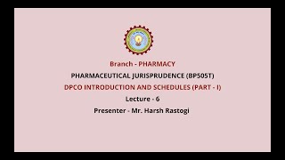 Pharmaceutical Jurisprudence  DPCO Introduction and Schedules AKTU Digital Education [upl. by Nayhr121]