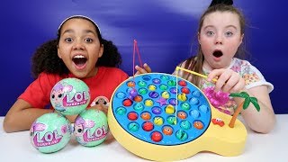 Lets Go Fishing Game Toy Challenge  LOL Surprise Dolls [upl. by Prosper]